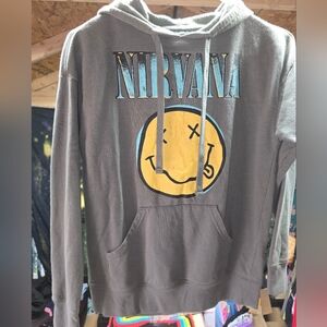 NIRVANA Gray Hoodie with Yellow and Blue Graphic